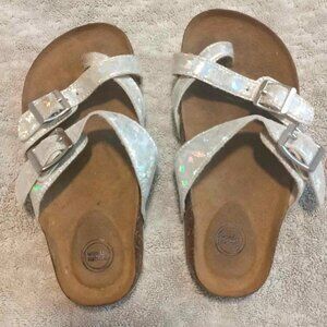 Girl's Hologram Metallic Sparkle Slip-on Sandals